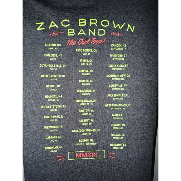 Zac Brown Band "The Owl Tour" concert Tour T-Shirt Adult M Double Sided - Picture 5 of 6